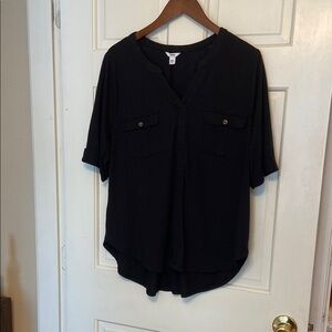 Sonoma Black Boxy Short Sleeve Blouse